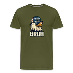 Funny Bruh Patriotic Eagle Men's Premium T-Shirt - olive green