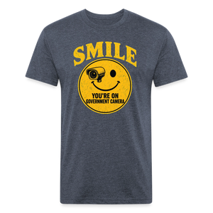 Smile You're On Government Camera T-Shirt — Funny Anti Surveillance Fitted Tee - heather navy