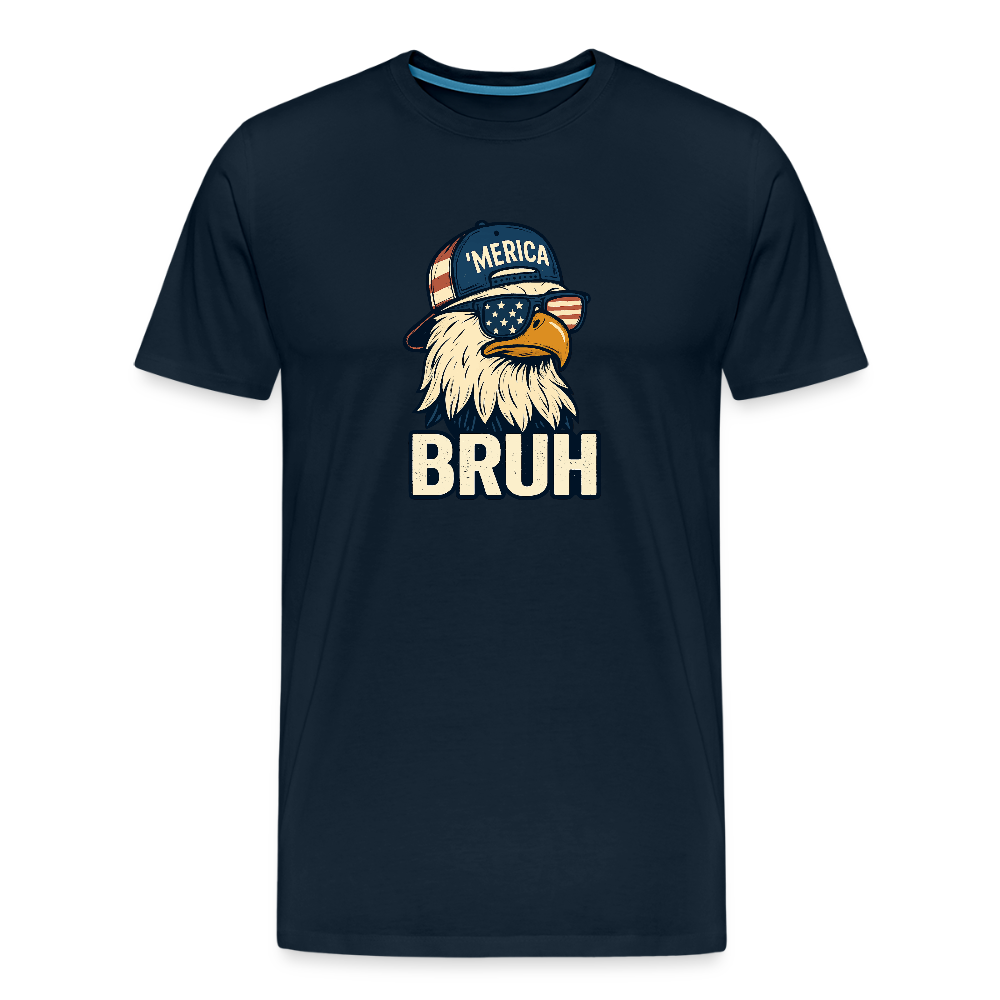 Funny Bruh Patriotic Eagle Men's Premium T-Shirt - deep navy