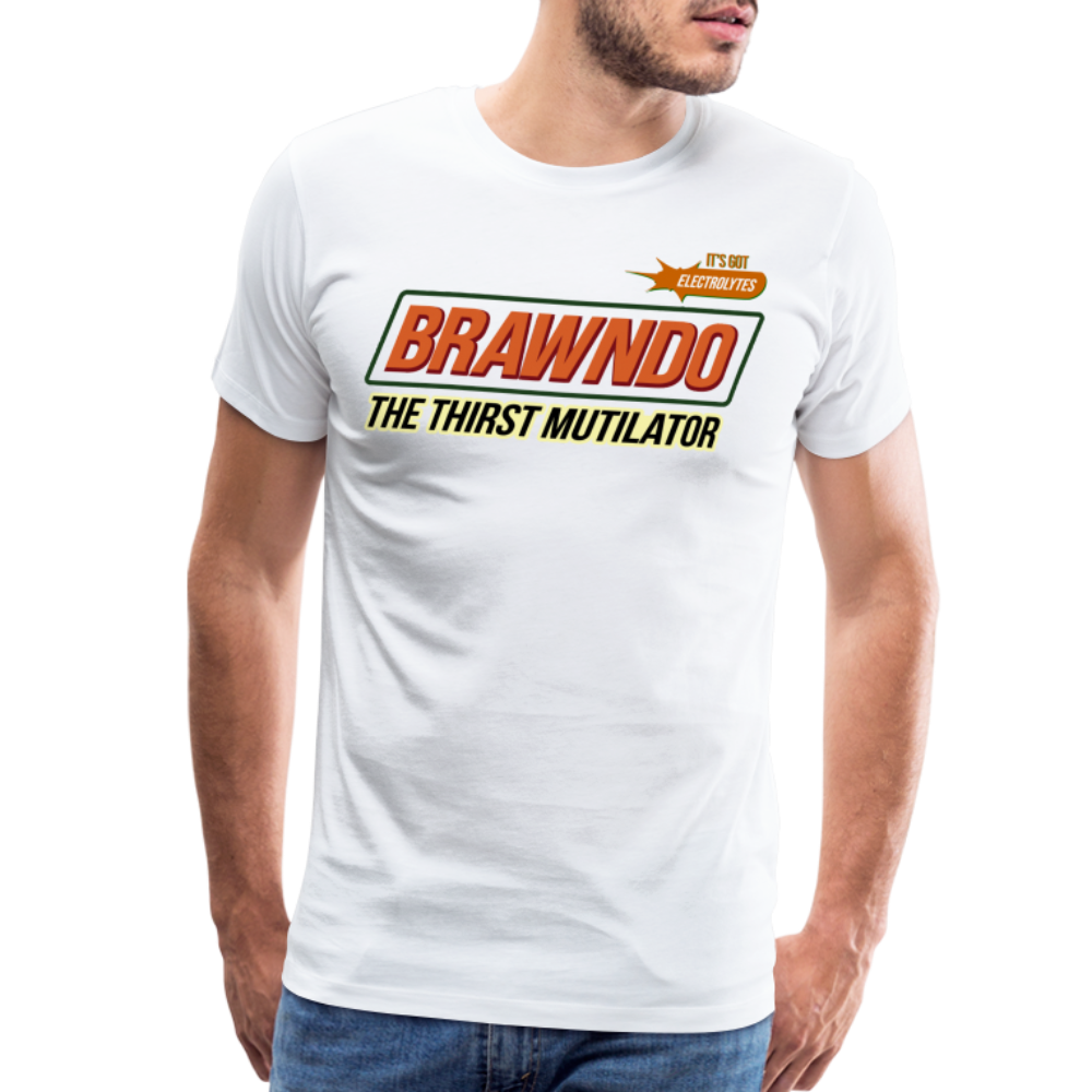 Brawndo - The Thirst Mutilator - It's Got Electrolytes Funny Men's Premium T-Shirt - white