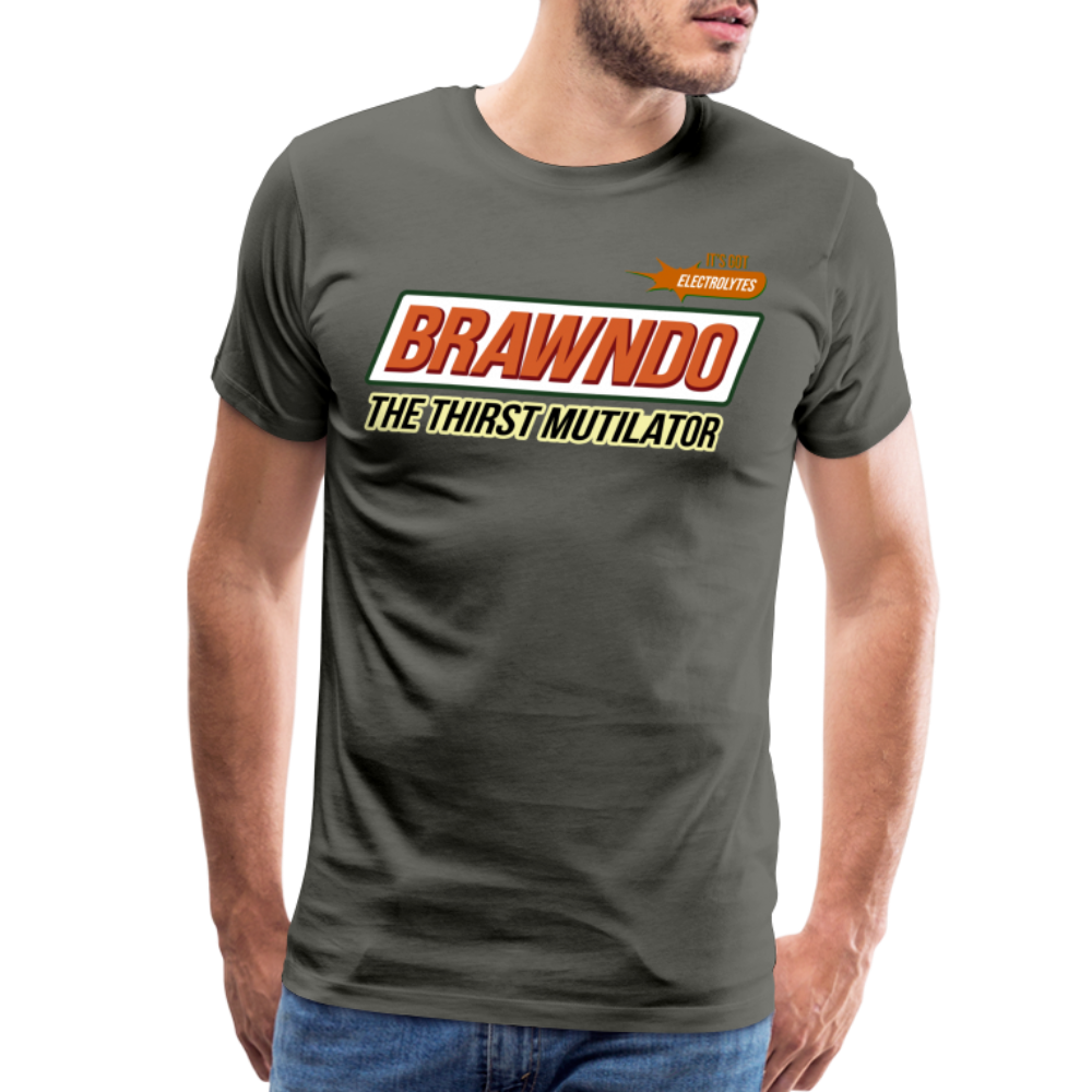 Brawndo - The Thirst Mutilator - It's Got Electrolytes Funny Men's Premium T-Shirt - asphalt gray