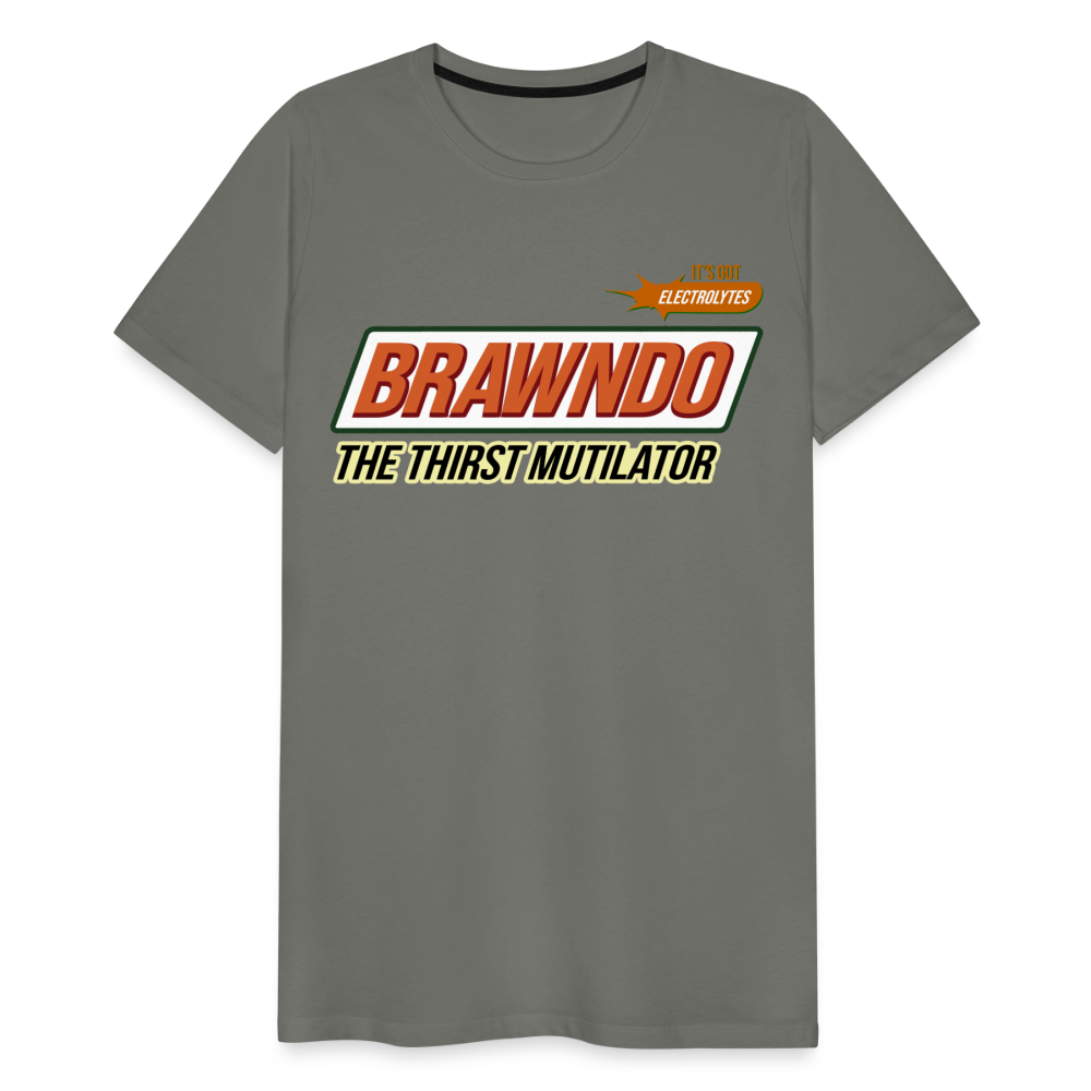 Brawndo - The Thirst Mutilator - It's Got Electrolytes Funny Men's Premium T-Shirt - asphalt gray