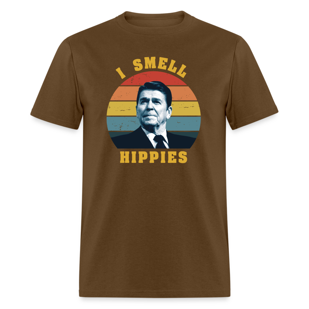 I Smell Hippies - Ronald Reagan Funny Classic T-Shirt - brown