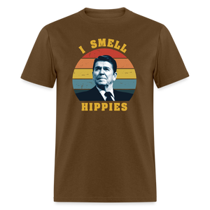 I Smell Hippies - Ronald Reagan Funny Classic T-Shirt - brown