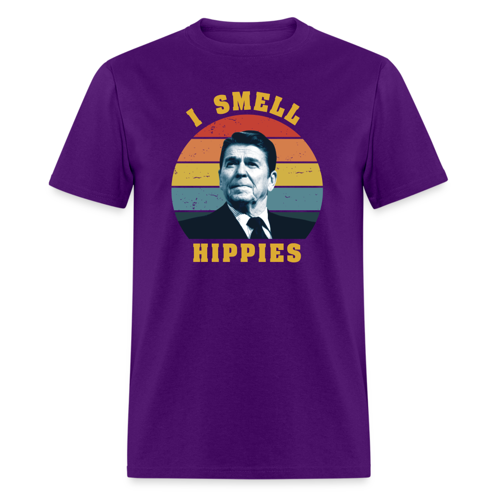 I Smell Hippies - Ronald Reagan Funny Classic T-Shirt - purple