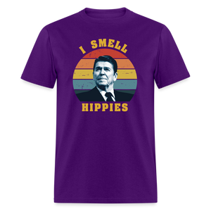 I Smell Hippies - Ronald Reagan Funny Classic T-Shirt - purple