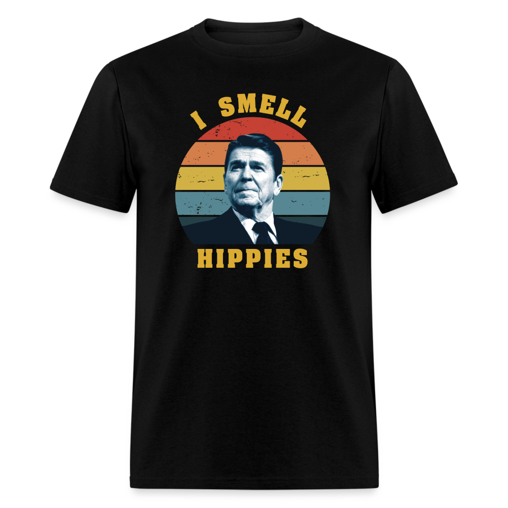 I Smell Hippies - Ronald Reagan Funny Classic T-Shirt - black