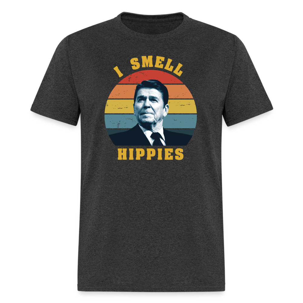 I Smell Hippies - Ronald Reagan Funny Classic T-Shirt - heather black