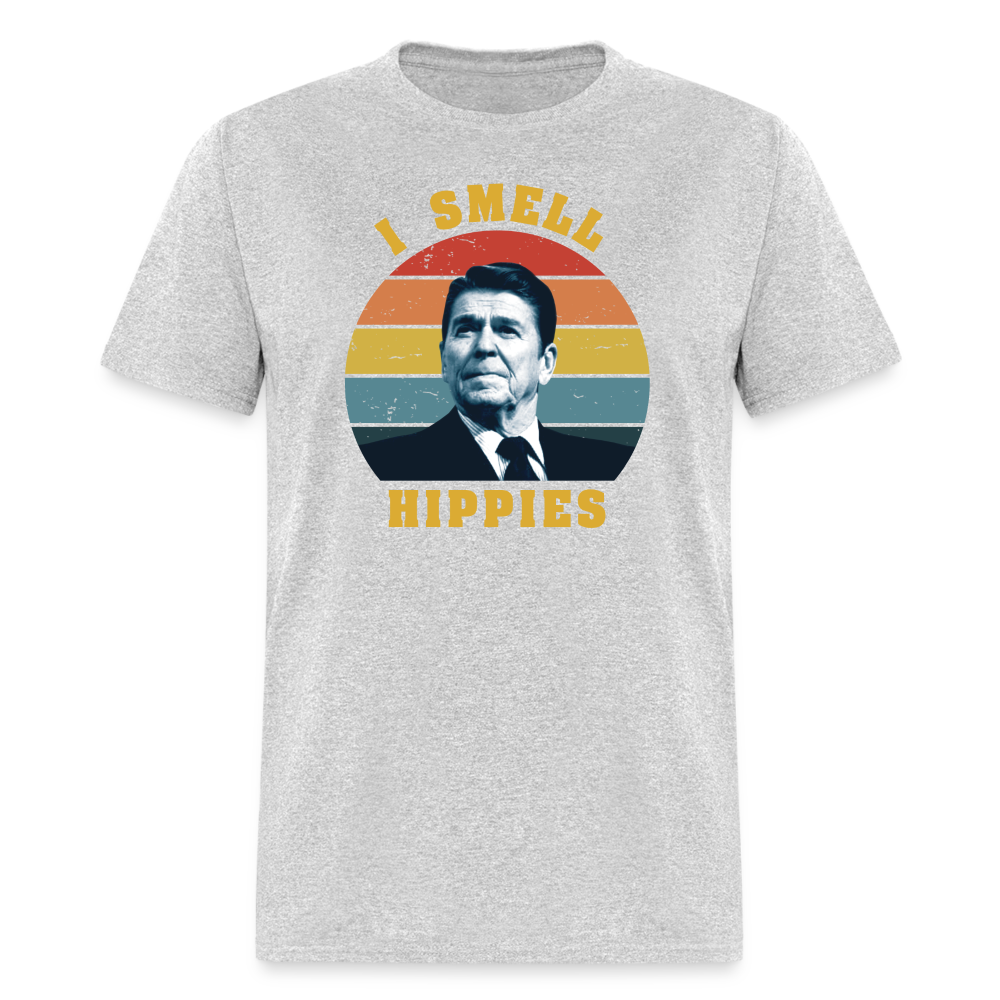 I Smell Hippies - Ronald Reagan Funny Classic T-Shirt - heather gray