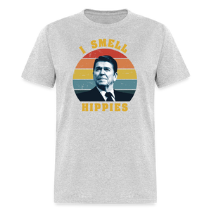 I Smell Hippies - Ronald Reagan Funny Classic T-Shirt - heather gray