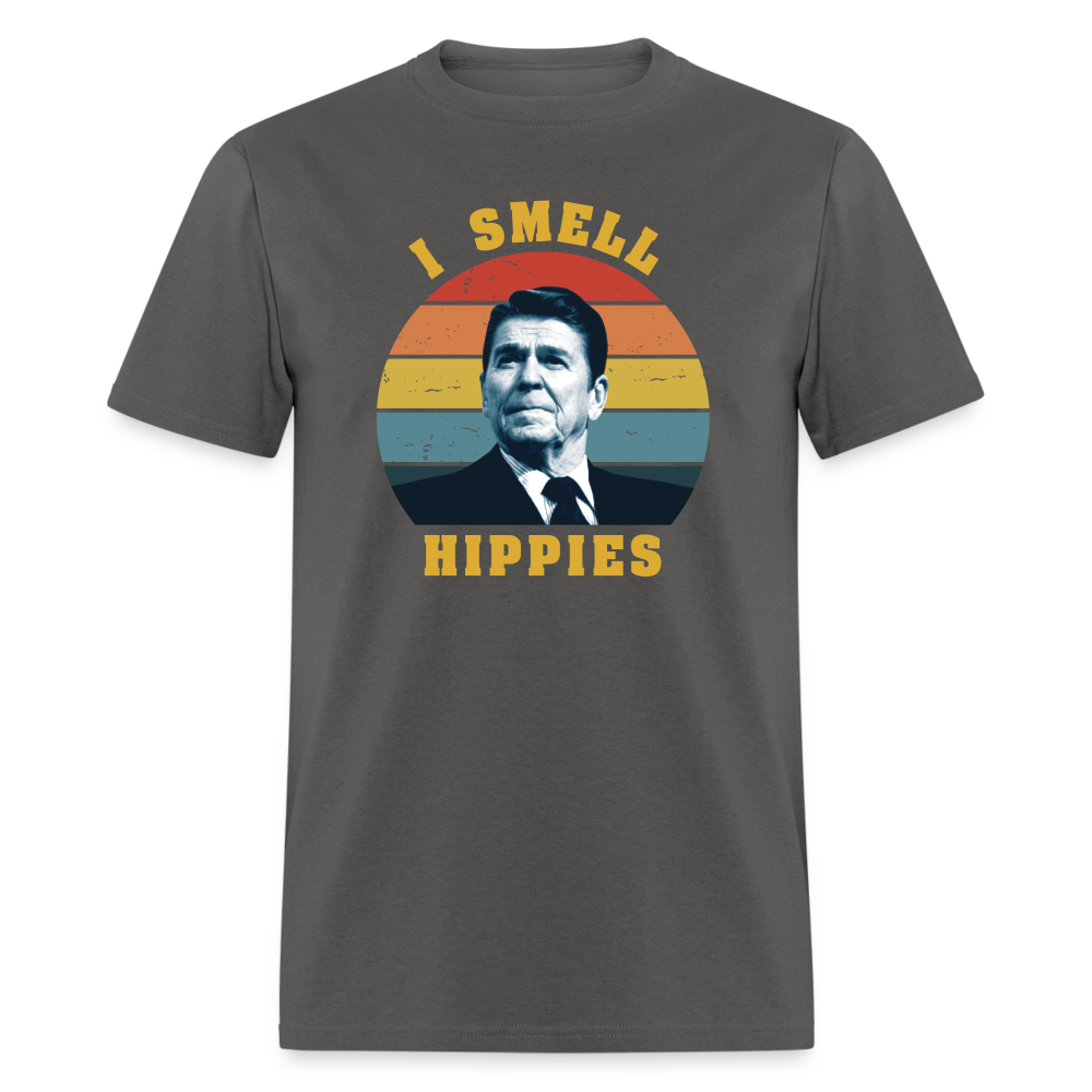 I Smell Hippies - Ronald Reagan Funny Classic T-Shirt - charcoal