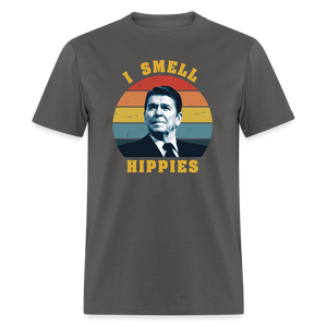 I Smell Hippies - Ronald Reagan Funny Classic T-Shirt - charcoal