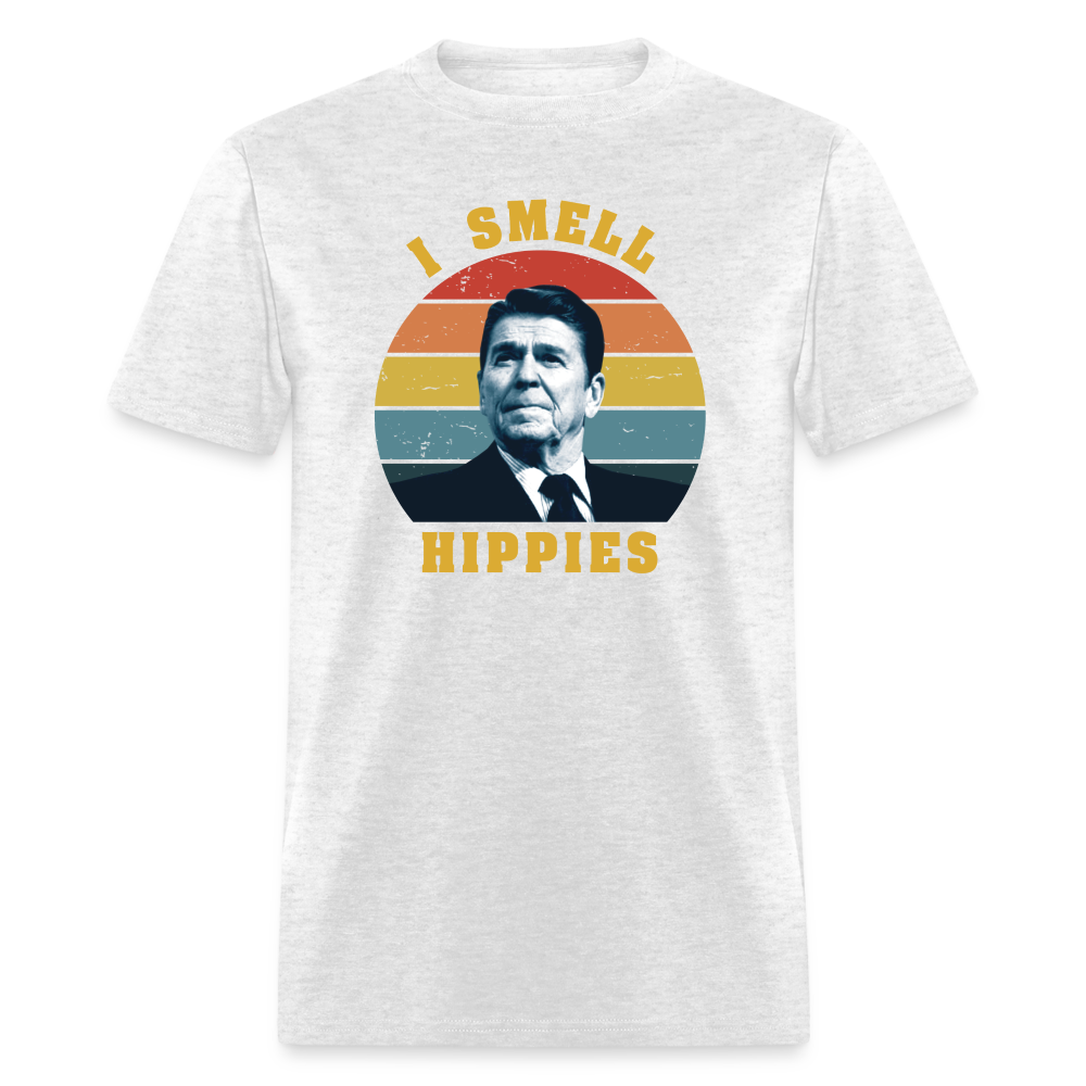 I Smell Hippies - Ronald Reagan Funny Classic T-Shirt - light heather gray