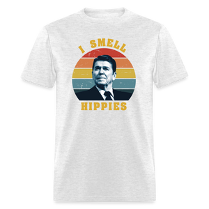 I Smell Hippies - Ronald Reagan Funny Classic T-Shirt - light heather gray