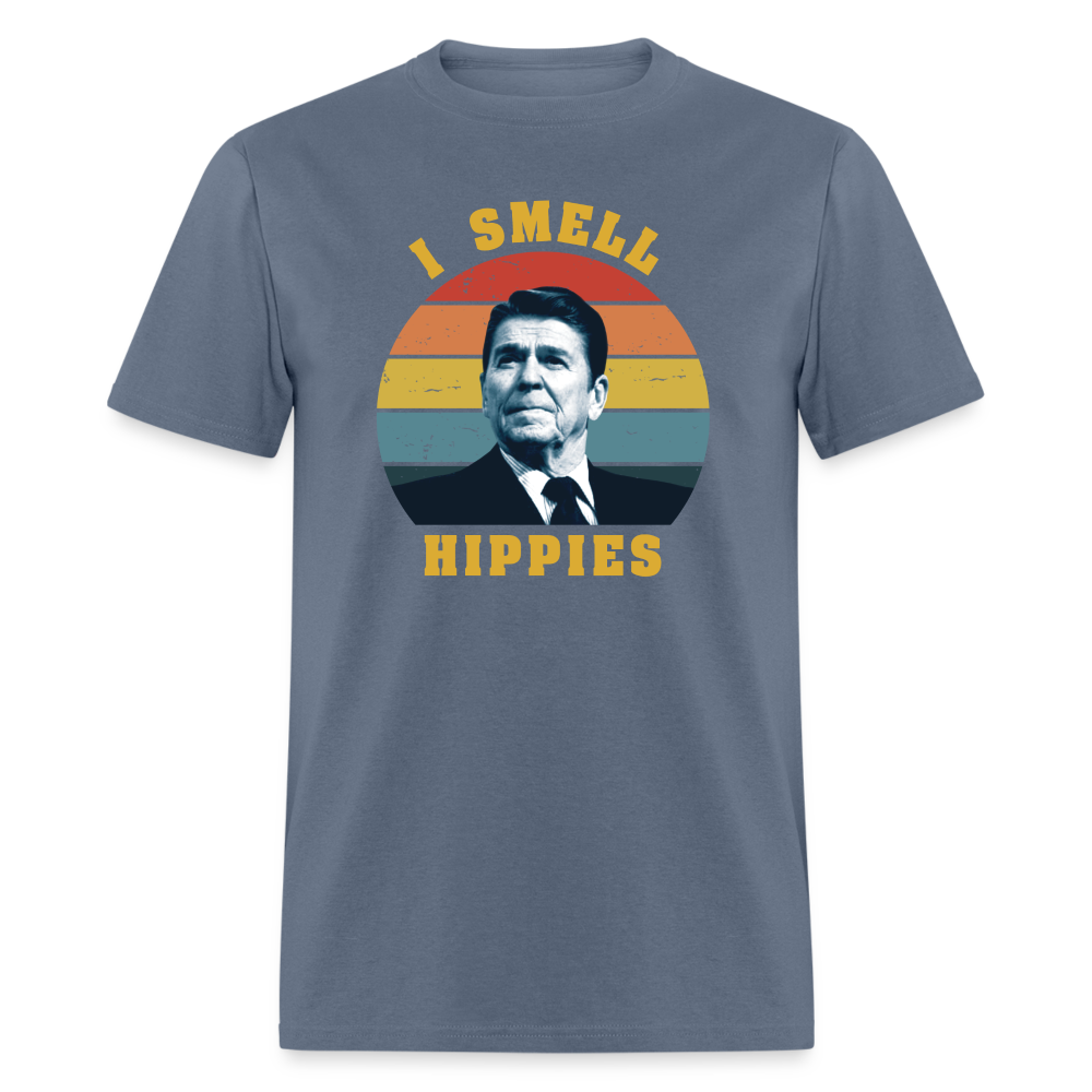 I Smell Hippies - Ronald Reagan Funny Classic T-Shirt - denim