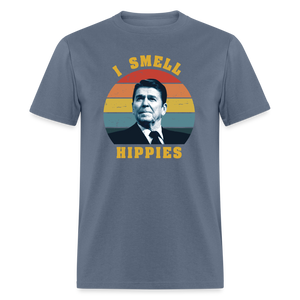 I Smell Hippies - Ronald Reagan Funny Classic T-Shirt - denim