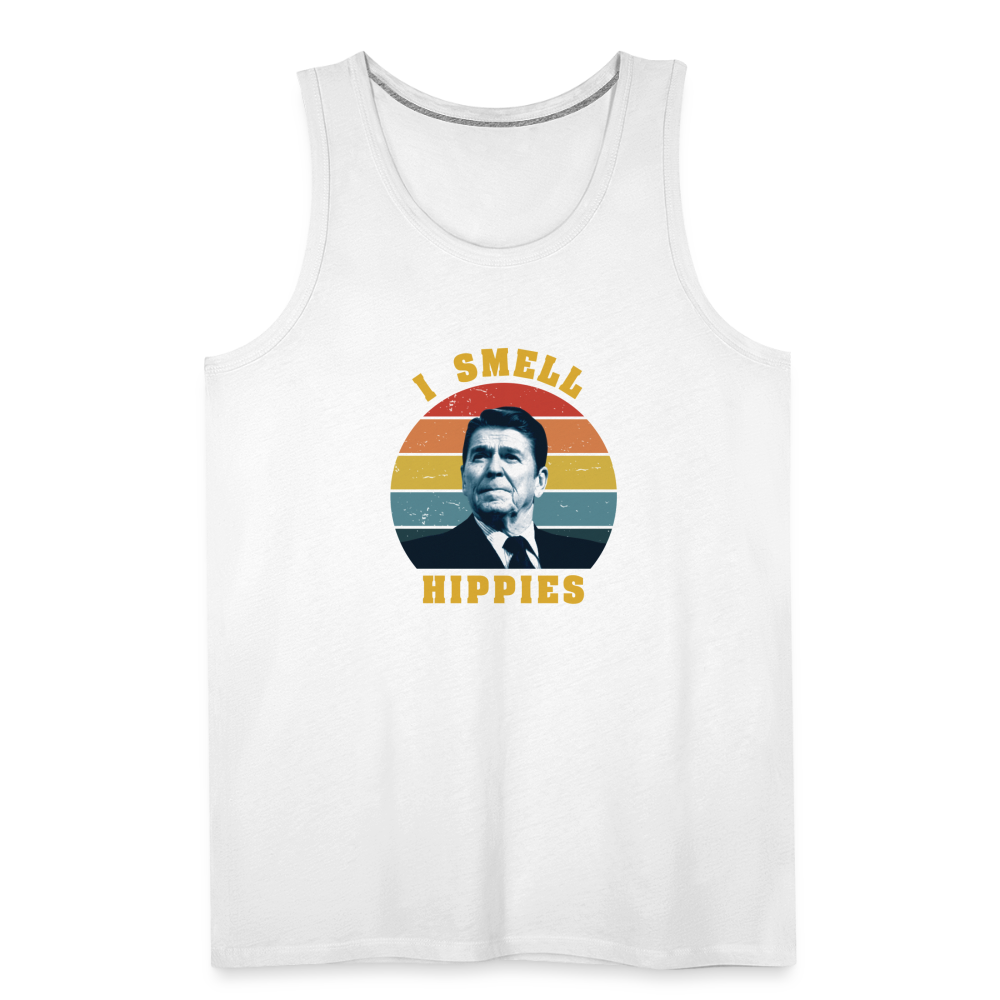 I Smell Hippies - Funny Men’s Premium Tank - white