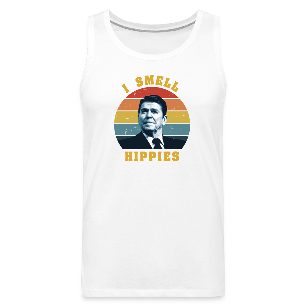 I Smell Hippies - Funny Men’s Premium Tank - white