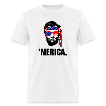 Abraham Lincoln - 'Merica 4th of July Classic T-Shirt - white