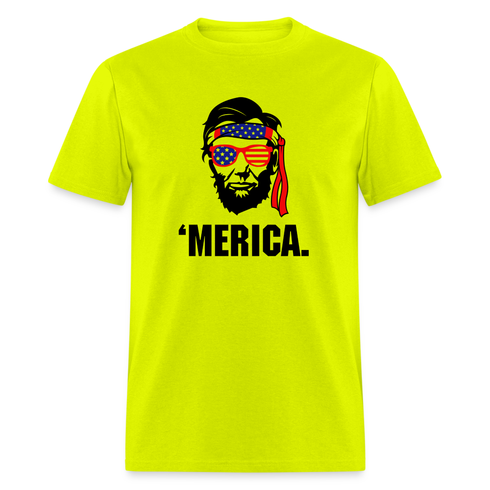 Abraham Lincoln - 'Merica 4th of July Classic T-Shirt - safety green