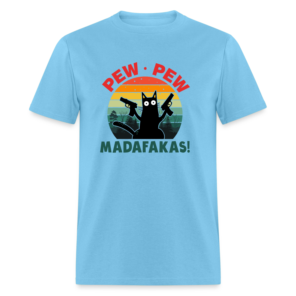 Cat - Pew Pew Madafakas Classic T-Shirt - aquatic blue