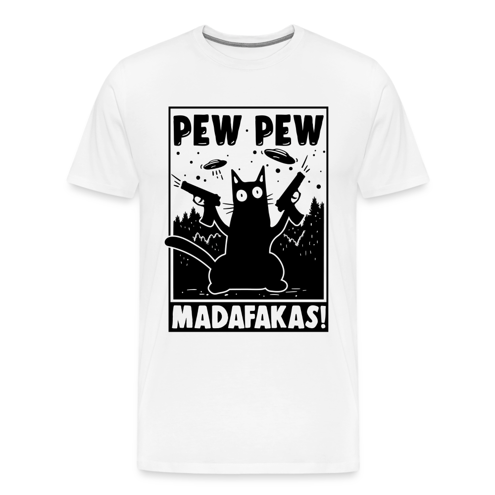 Cat Pew Pew Madafakas Men's Premium T-Shirt - white