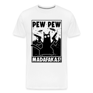 Cat Pew Pew Madafakas Men's Premium T-Shirt - white