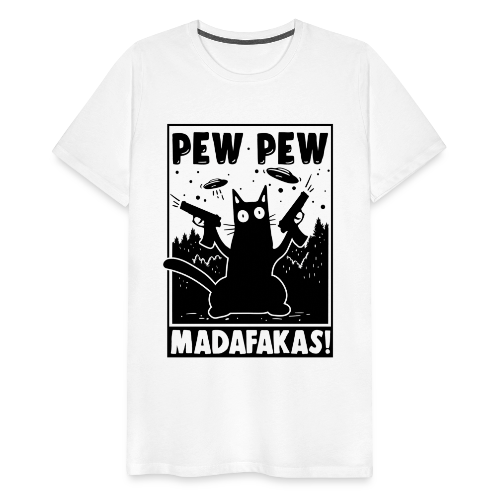 Cat Pew Pew Madafakas Men's Premium T-Shirt - white