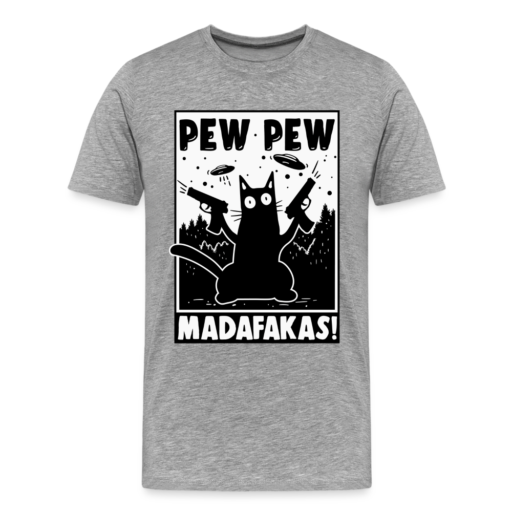 Cat Pew Pew Madafakas Men's Premium T-Shirt - heather gray