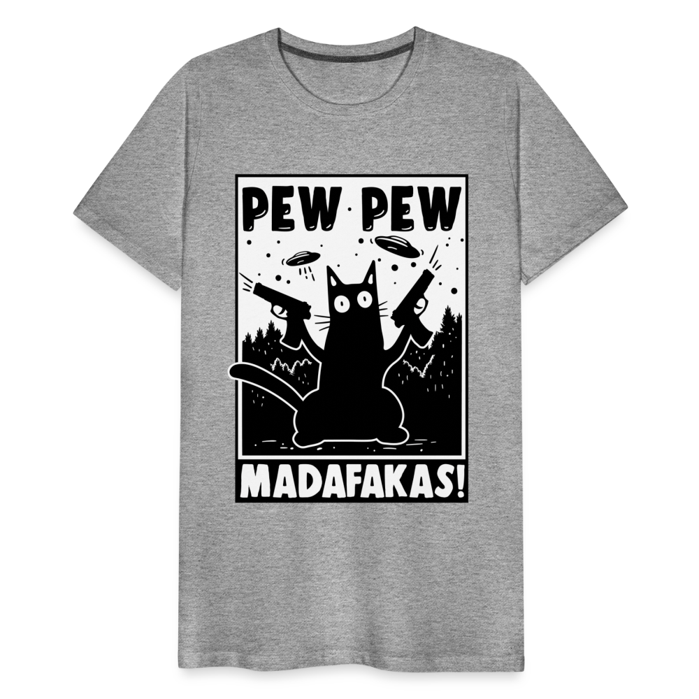 Cat Pew Pew Madafakas Men's Premium T-Shirt - heather gray