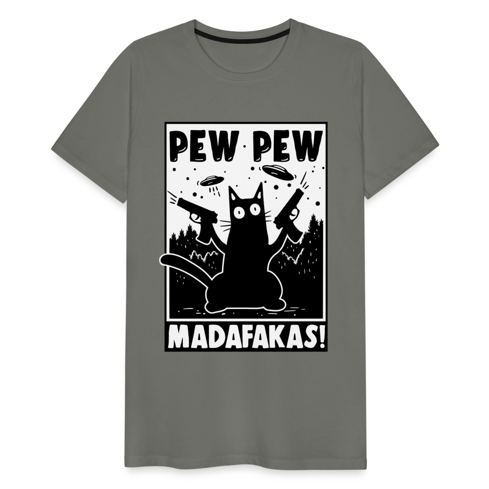 Cat Pew Pew Madafakas Men's Premium T-Shirt - asphalt gray