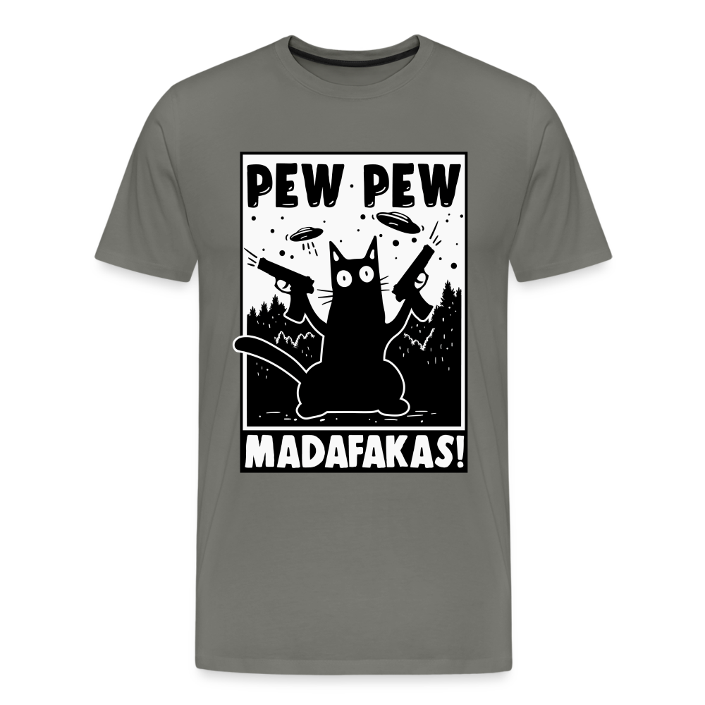 Cat Pew Pew Madafakas Men's Premium T-Shirt - asphalt gray