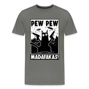 Cat Pew Pew Madafakas Men's Premium T-Shirt - asphalt gray