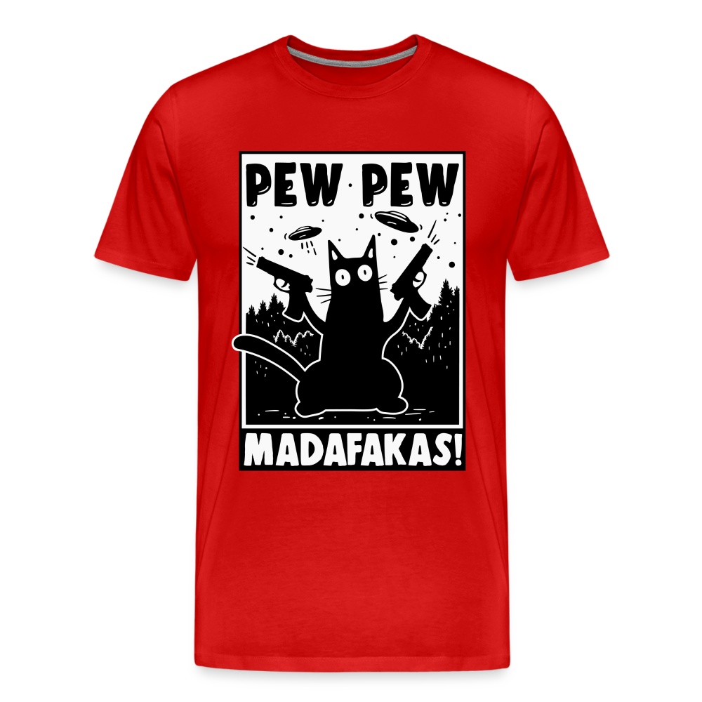 Cat Pew Pew Madafakas Men's Premium T-Shirt - red