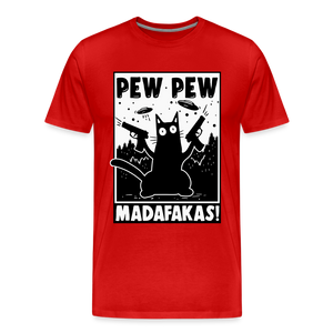 Cat Pew Pew Madafakas Men's Premium T-Shirt - red