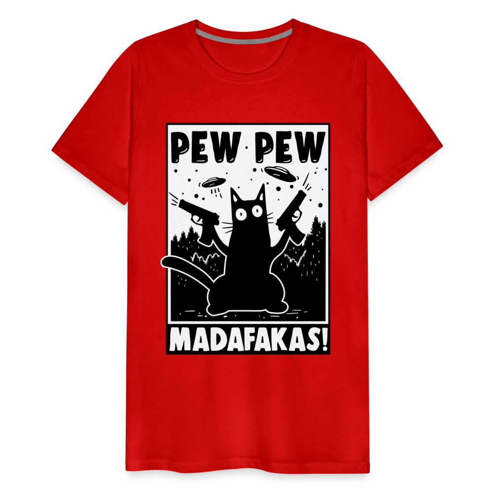 Cat Pew Pew Madafakas Men's Premium T-Shirt - red