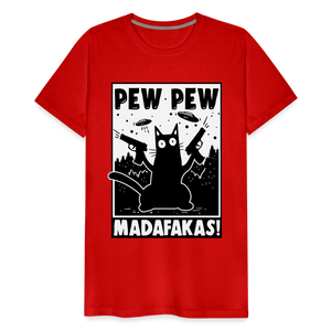 Cat Pew Pew Madafakas Men's Premium T-Shirt - red