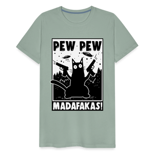 Cat Pew Pew Madafakas Men's Premium T-Shirt - steel green