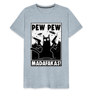 Cat Pew Pew Madafakas Men's Premium T-Shirt - heather ice blue