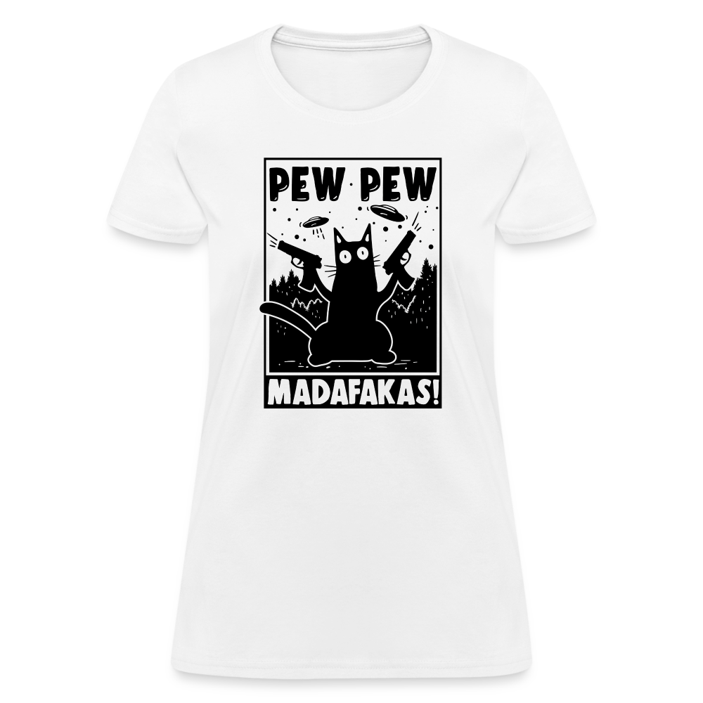 Cat Pew Pew Madafakas Women's T-Shirt - white