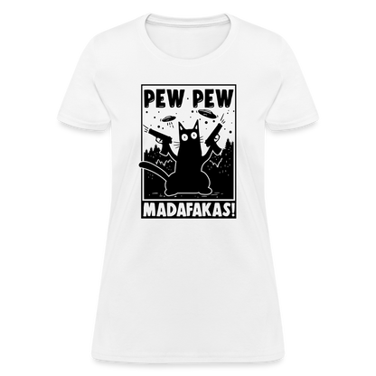 Cat Pew Pew Madafakas Women's T-Shirt - white