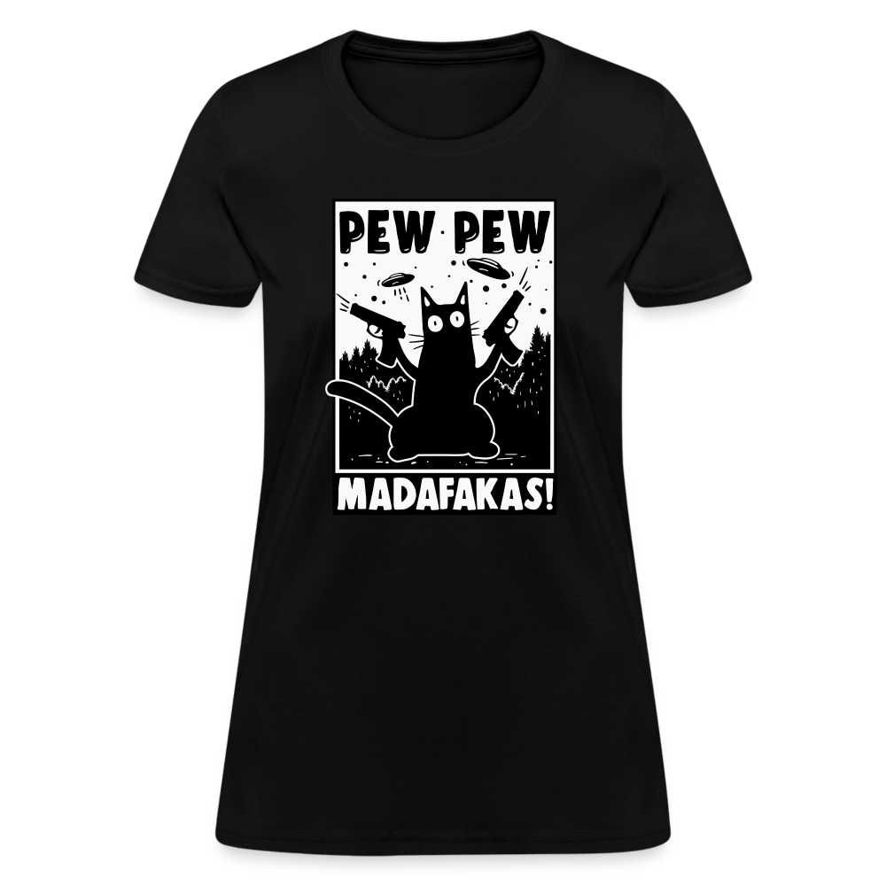 Cat Pew Pew Madafakas Women's T-Shirt - black