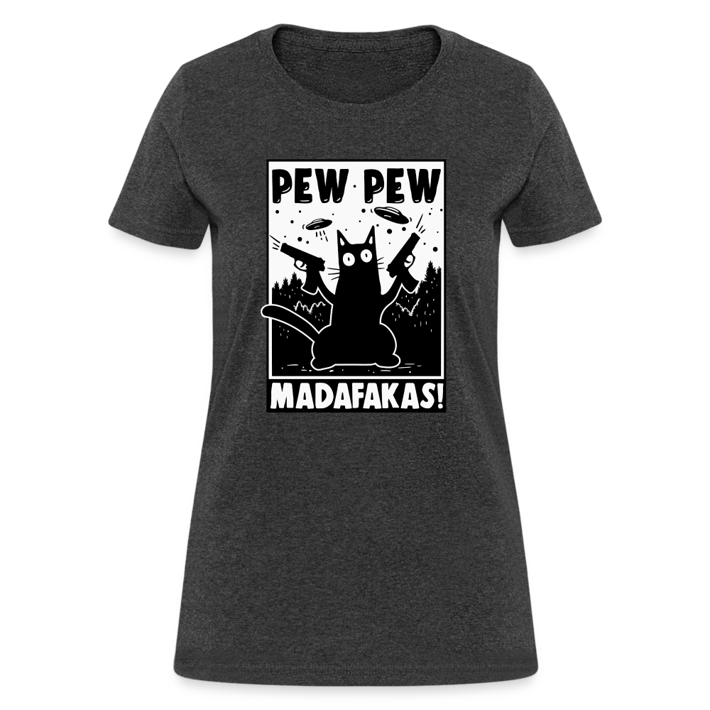 Cat Pew Pew Madafakas Women's T-Shirt - heather black