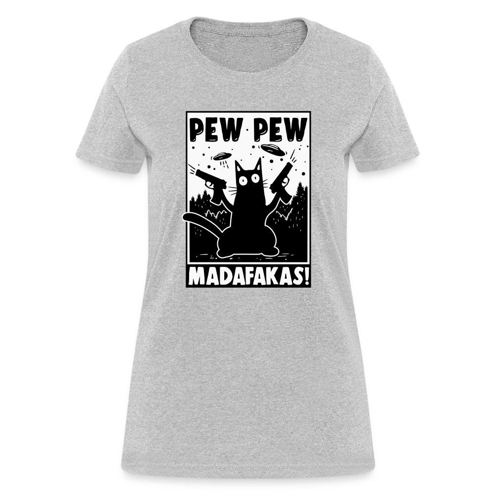 Cat Pew Pew Madafakas Women's T-Shirt - heather gray