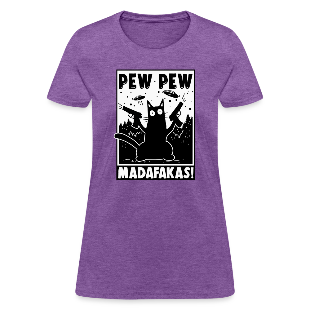 Cat Pew Pew Madafakas Women's T-Shirt - purple heather