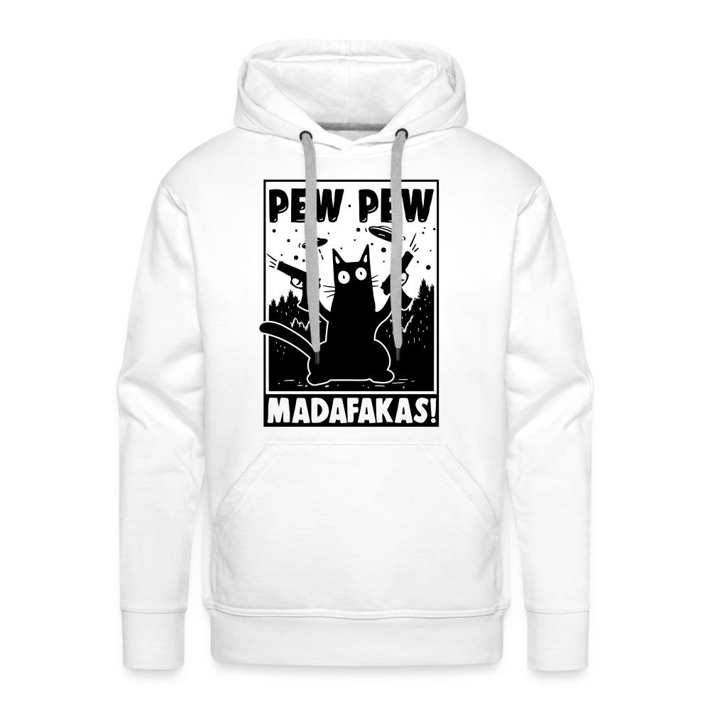 Cat Pew Pew Madafakas Premium Hoodie - white