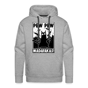 Cat Pew Pew Madafakas Premium Hoodie - heather grey