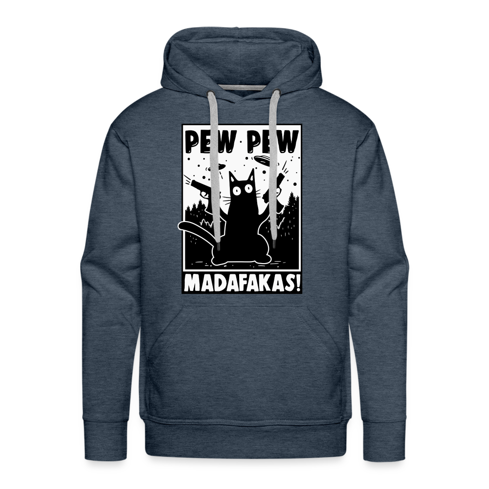 Cat Pew Pew Madafakas Premium Hoodie - heather denim