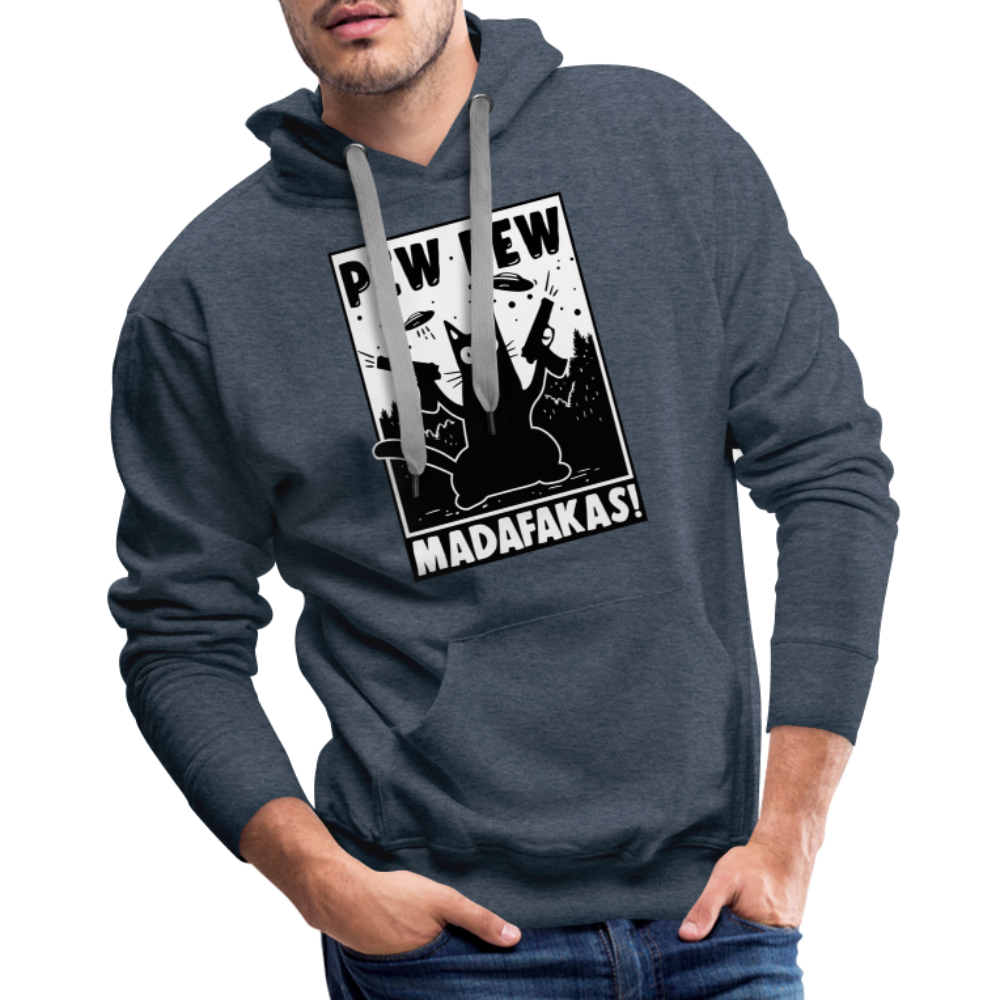 Cat Pew Pew Madafakas Premium Hoodie - heather denim