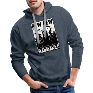 Cat Pew Pew Madafakas Premium Hoodie - heather denim